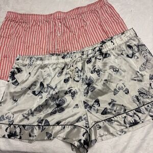 Victoria's Secret Satin Butterfly Lounge Pajama Shorts‎ Plus PINK pair Size XXL